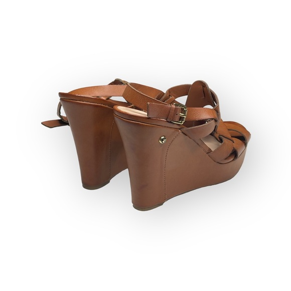 Guess ❤︎ Marini Strappy Platform Wedge Sandals ❤︎ Saddle Vegan Leather ❤︎ 10M - Picture 3 of 16